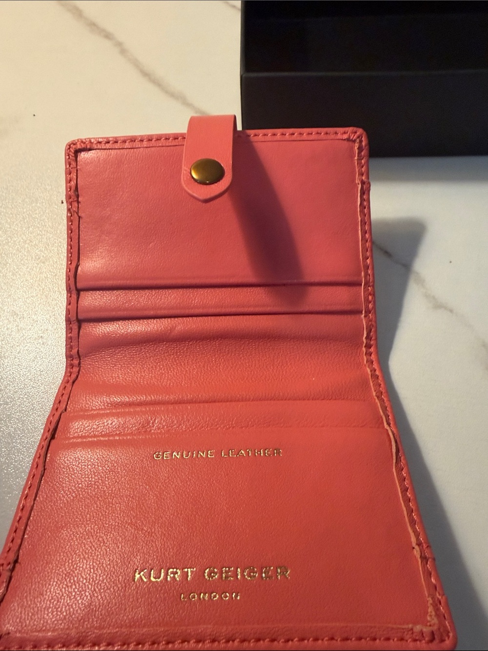 Kurt Geiger Coral Quilted Leather Snap Card Wallet - Picture 3 of 4